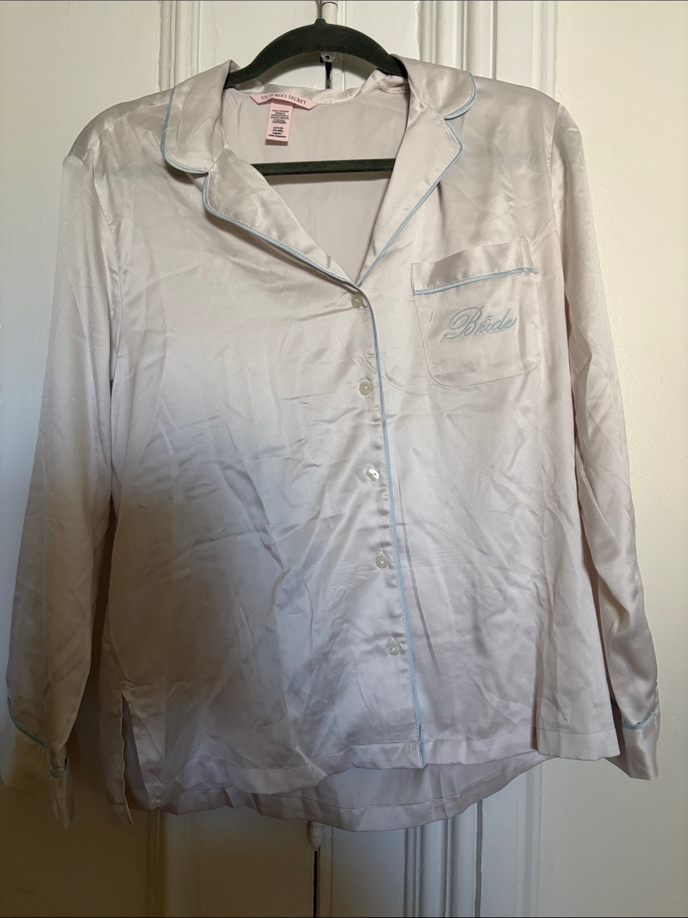Victoria's Secret White 'Bride' Satin Pajama Top and pants